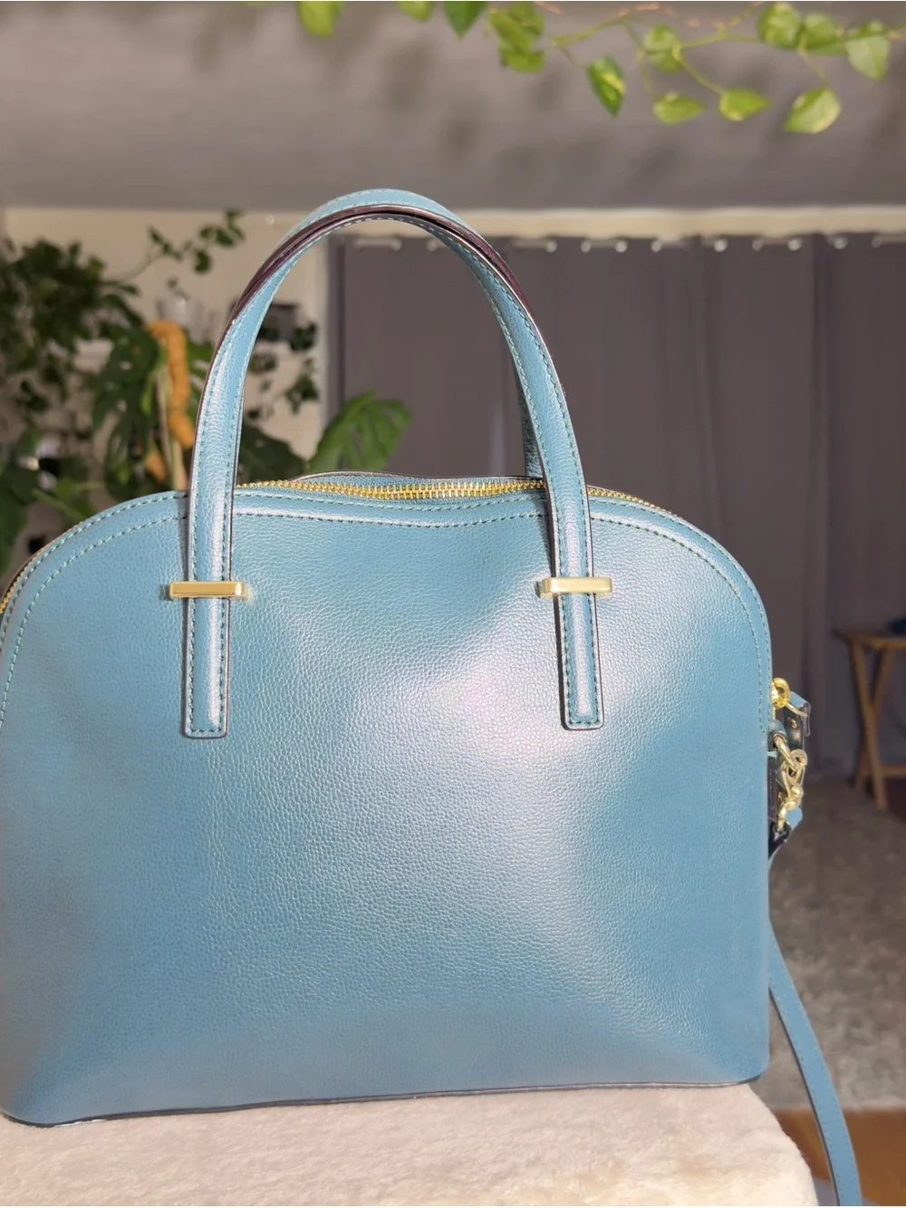 New Kate Spade Patterson Drive Medium Dome Satchel Teal Leather Crossbody Bag